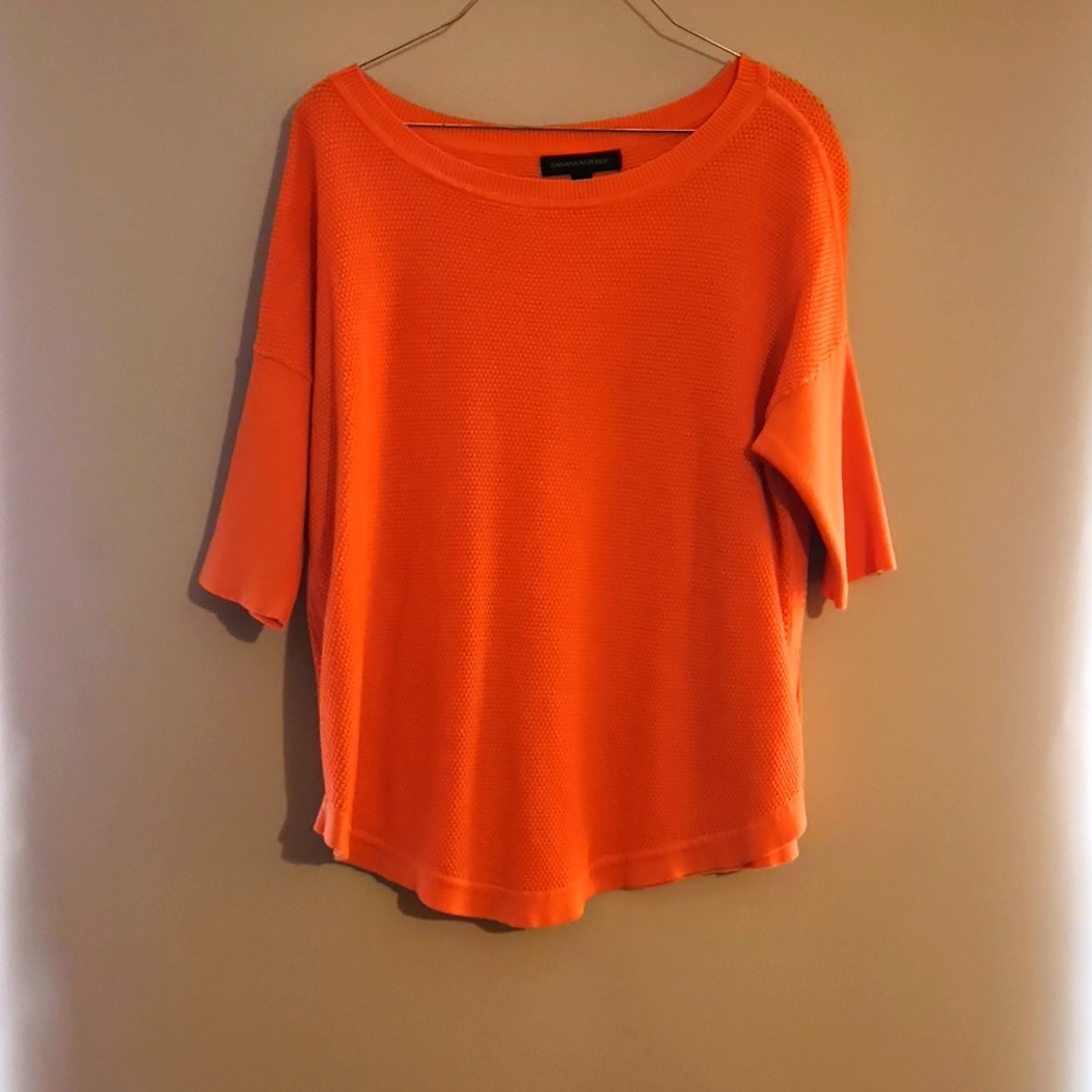 Banana Republic Orange Knit Boat neck 3/4 sleeve Sweater